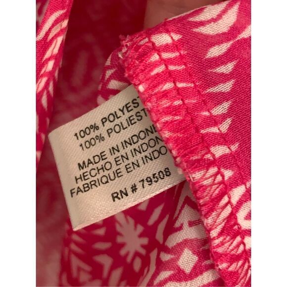 Violet & Claire Women's Geometric Print Tie Front Blouse Pink White Size Medium - Picture 7 of 8
